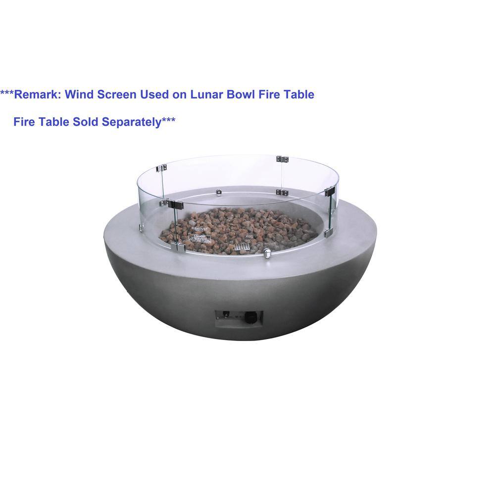Round Tempered Glass Wind Screen for Fire Pit with Stainless Steel Clips