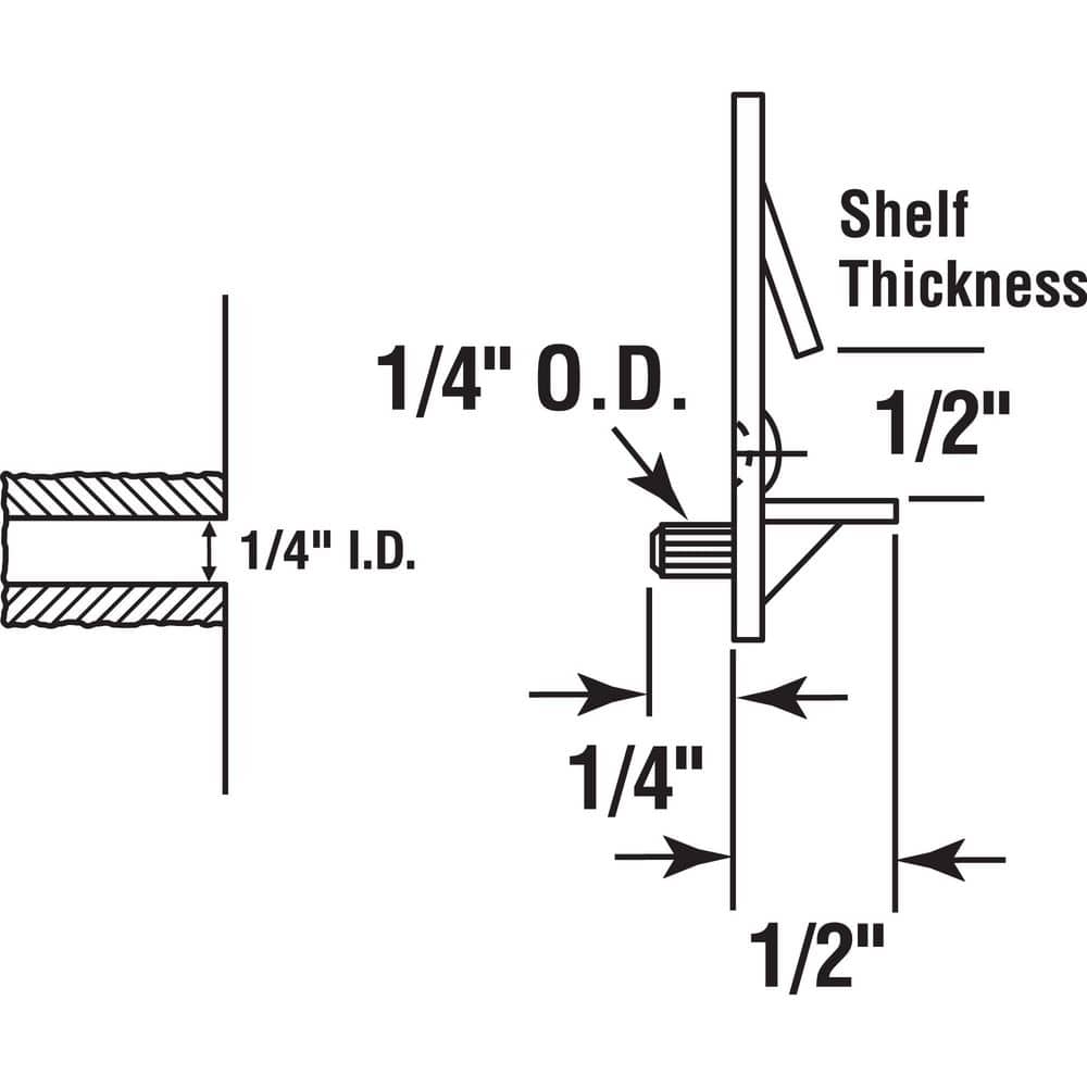 Clear Plastic Self-Locking Shelf Support Pegs, Set of 6