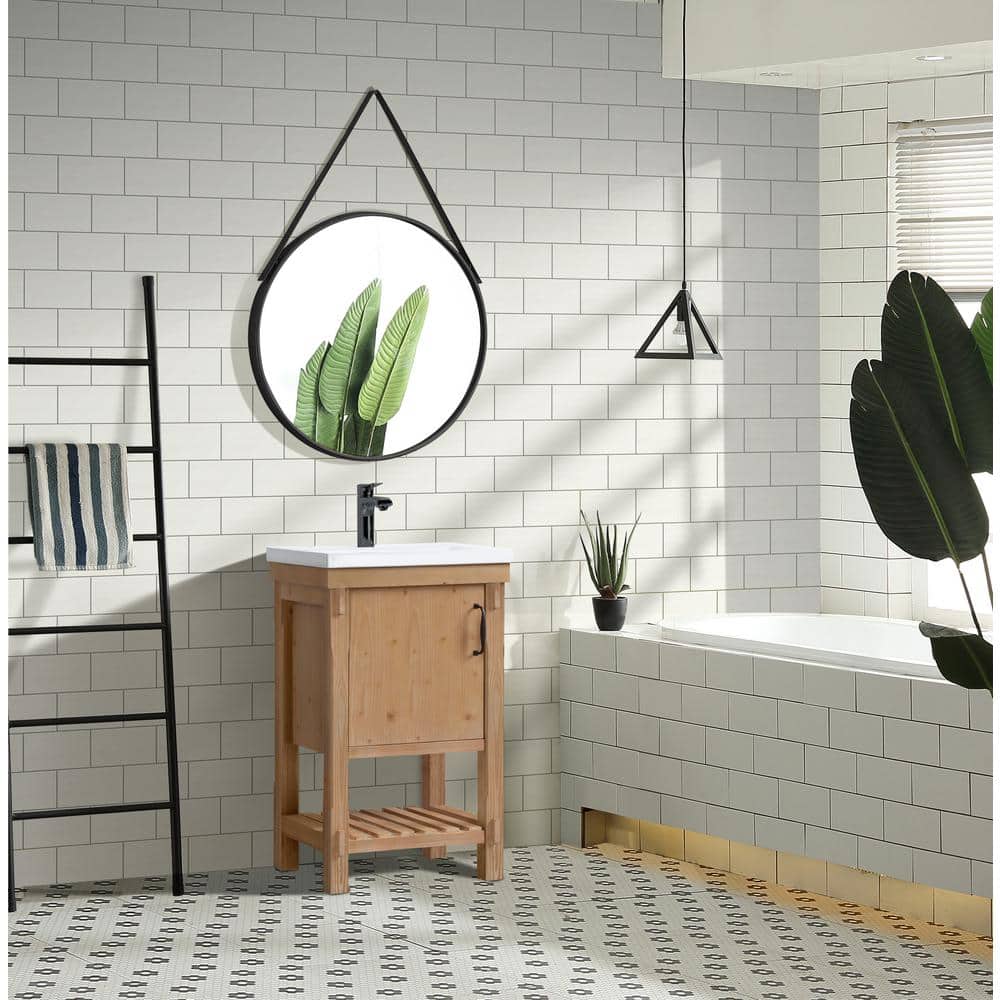 Marina Driftwood Solid Wood Single Bathroom Vanity with Ceramic Top