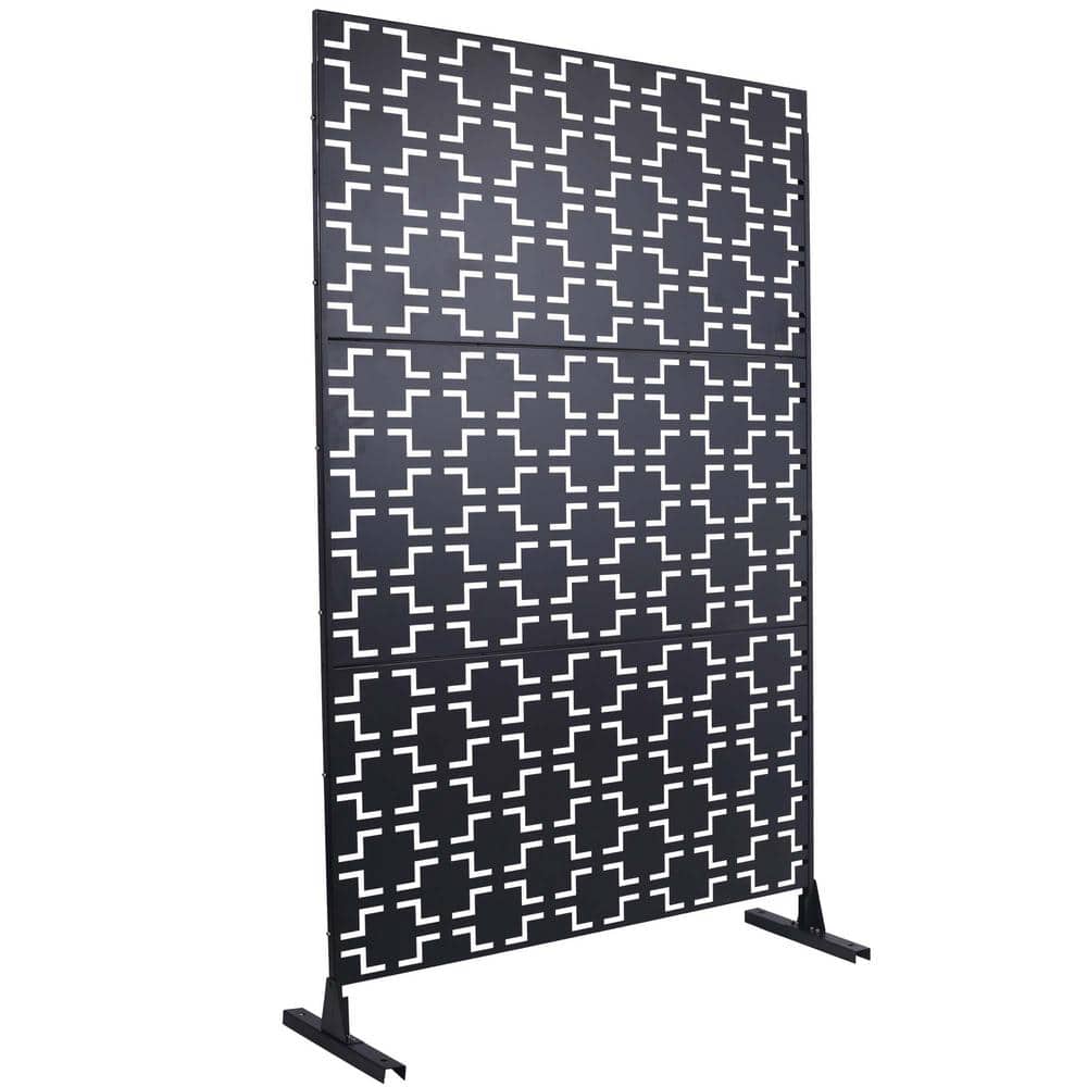 76 in. H x 48 in. W Steel Garden Fence Freestanding Outdoor Privacy Screen in Black price history on PriceWatchPro
