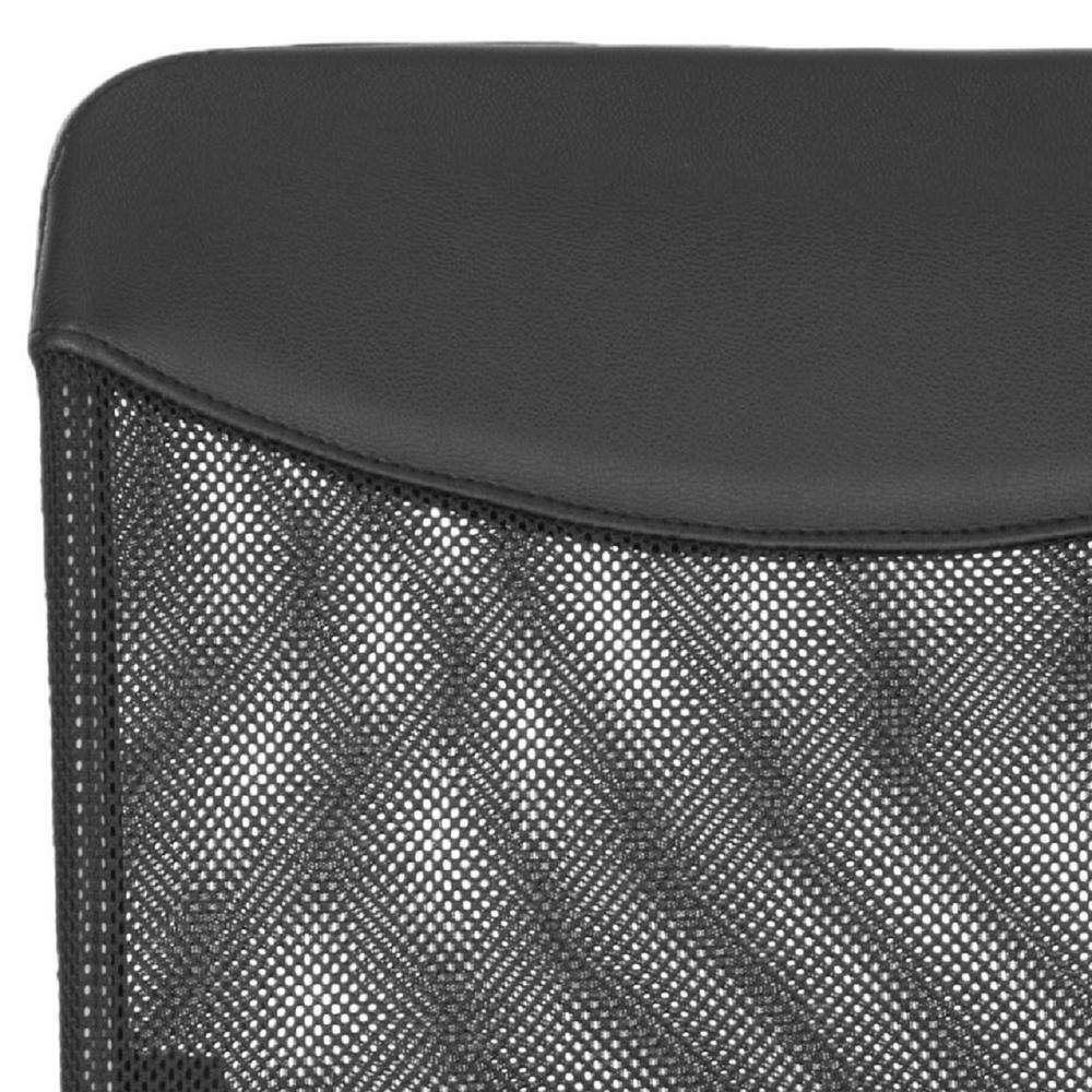 Transitional Black Mesh and Vegan Leather Swivel Desk Chair with Adjustable Arms