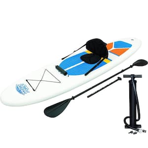Hydro-Force White Cap 10 ft. Inflatable Stand Up Paddle Board SUP and Kayak, White