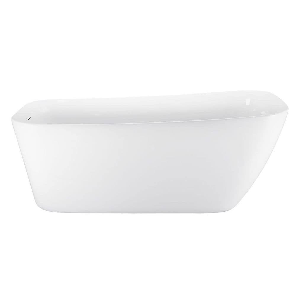 63 in. Acrylic Freestanding Flatbottom Non-Whirlpool Bathtub in White