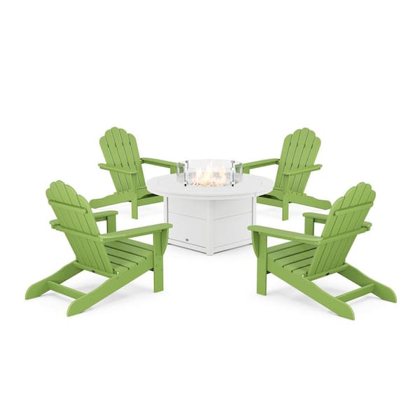 Trex Outdoor Furniture Monterey Bay Lime 5-Pieces Plastic Oversized Adirondack Patio Fire Pit Set