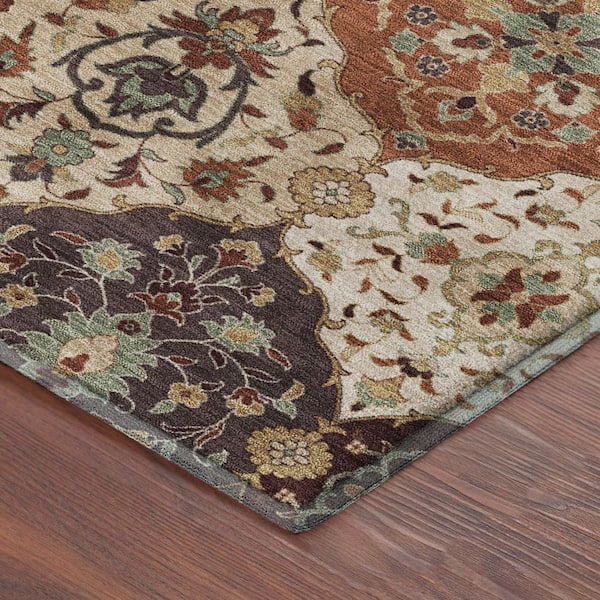 Mayfield Premium Machine Washable Abstract AMF2292 Paprika 10 ft. x 14 ft. Area Rug