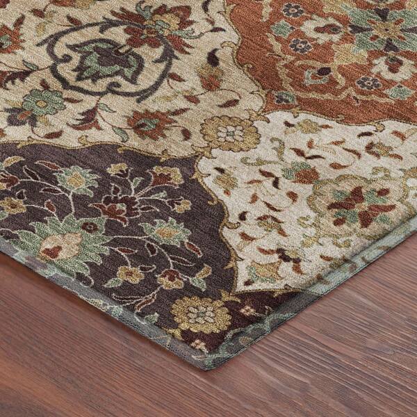 Mayfield Premium Machine Washable Abstract AMF2292 Paprika 3 ft. x 5 ft. Area Rug