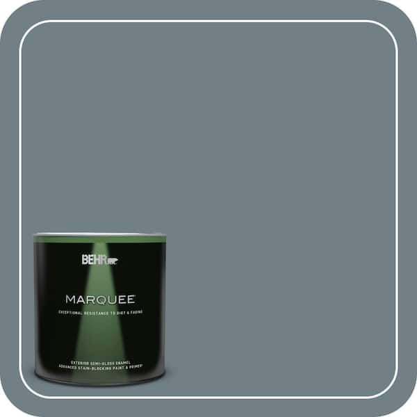 BEHR MARQUEE 1 qt. #BXC-48 Courtyard Blue Semi-Gloss Enamel Exterior Paint & Primer