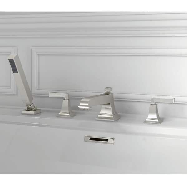 Town Square S 2-Handle Deck-Mount Roman Tub Faucet with Hand Shower in Brushed Nickel