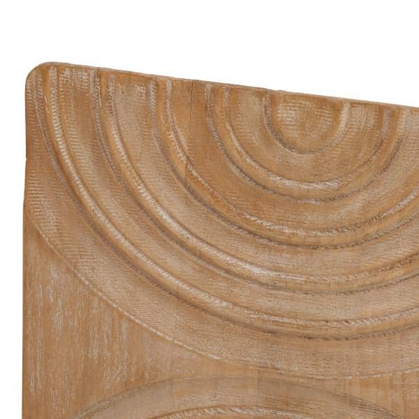 Natural Pine Boho Square Wall Art with Carved Arches