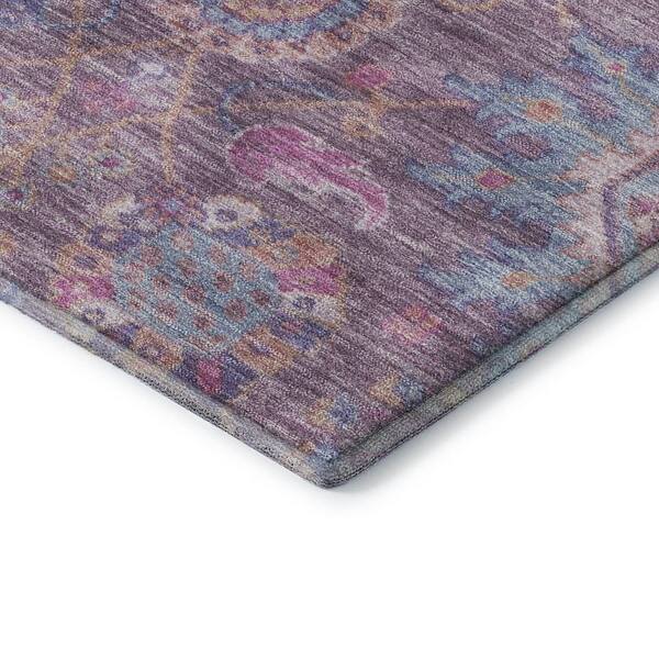 Mayfield Premium Machine Washable Abstract AMF2151 Eggplant 2 ft. x 7 ft. Runner Rug