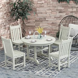 Hayes 5-Piece Round HDPE Plastic Outdoor Dining Set with Side Chairs in Sand