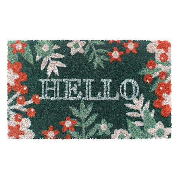 RugSmith Hello Floral Multi 30in. x 18in. Door Mat