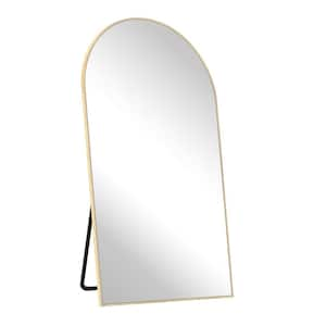 28 in. W x 71.2 in. H Modern Arched Aluminum Frame Gold Standing/Floor Standing Full-length Mirror