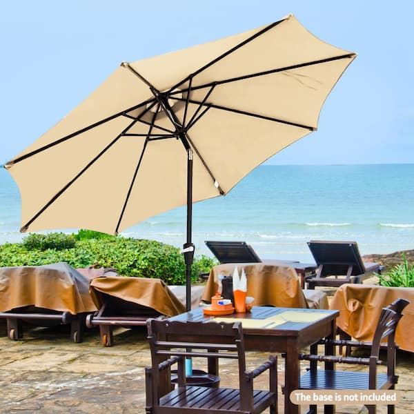 9 ft. Aluminum Market Crank and Tilt Patio Umbrella in Beige