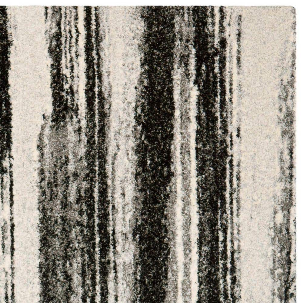 Gray Abstract Square Shag Synthetic Area Rug