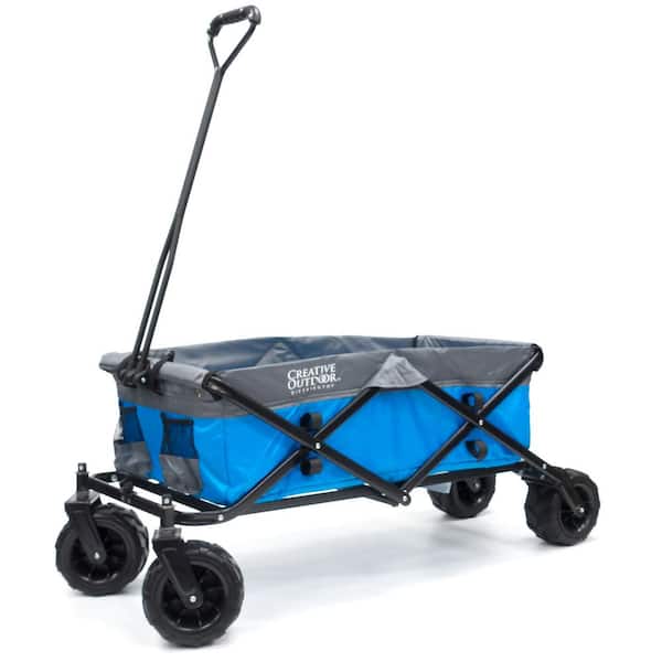 Creative Outdoor 7 cu. ft. Folding Garden Wagon Carts in 2-Tone Blue/Grey