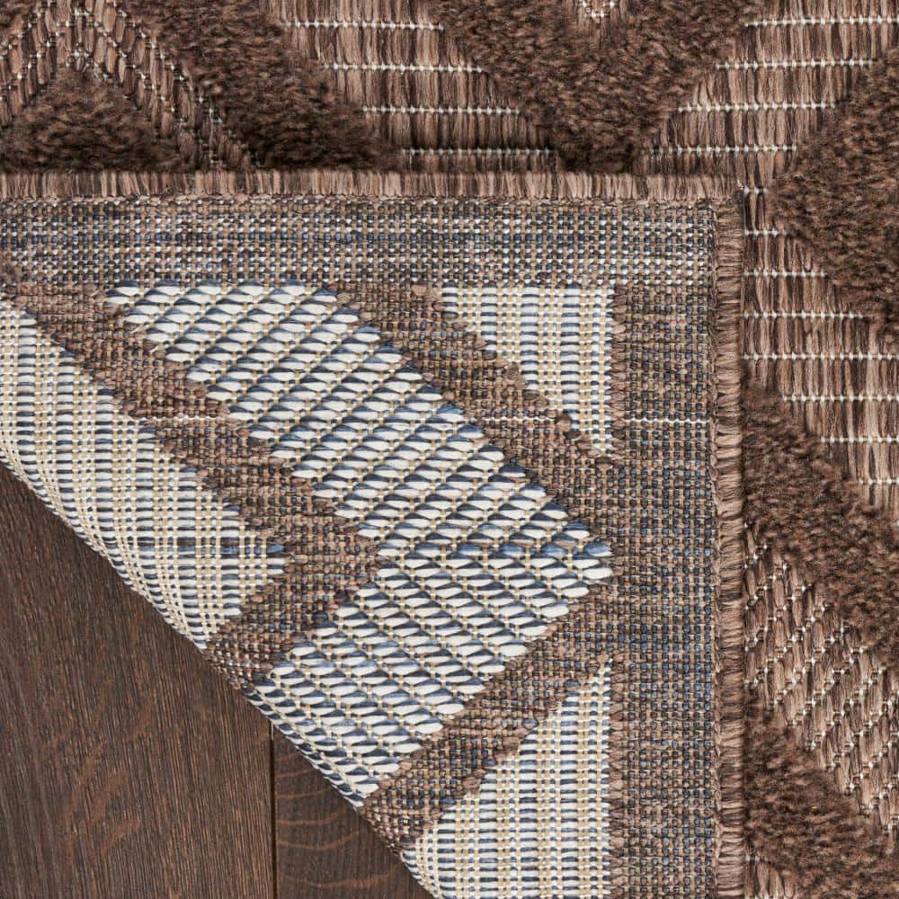 Nourison Brown Diamond Pattern Indoor/Outdoor 5' x 7' Area Rug