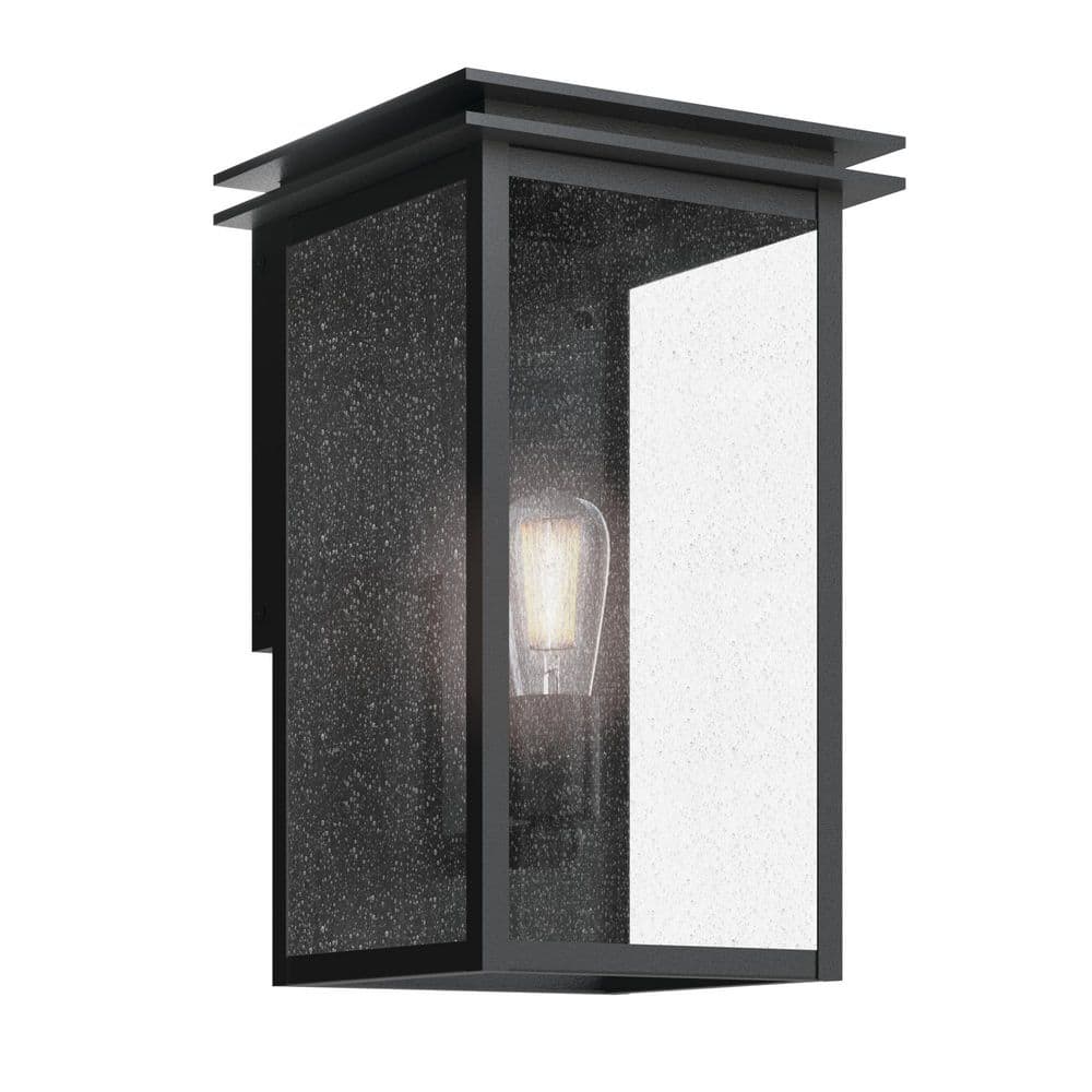 Arkville 14 in. 1 Light Outdoor Wall Light with Clear Seeded Glass in Textured Black price history on PriceWatchPro