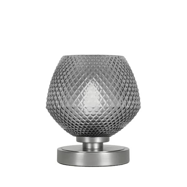 Unbranded Quincy 7 in. Graphite Bedside Accent Lamp with 6" Smoke Textured Glass Shade, No bulb included