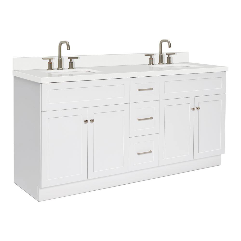 Hamlet 73" White Freestanding Double Vanity with Quartz Top