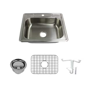 Select All-in-One Drop-In Stainless Steel 25 in. 1-Hole Single Bowl Kitchen Sink in Brushed Stainless Steel