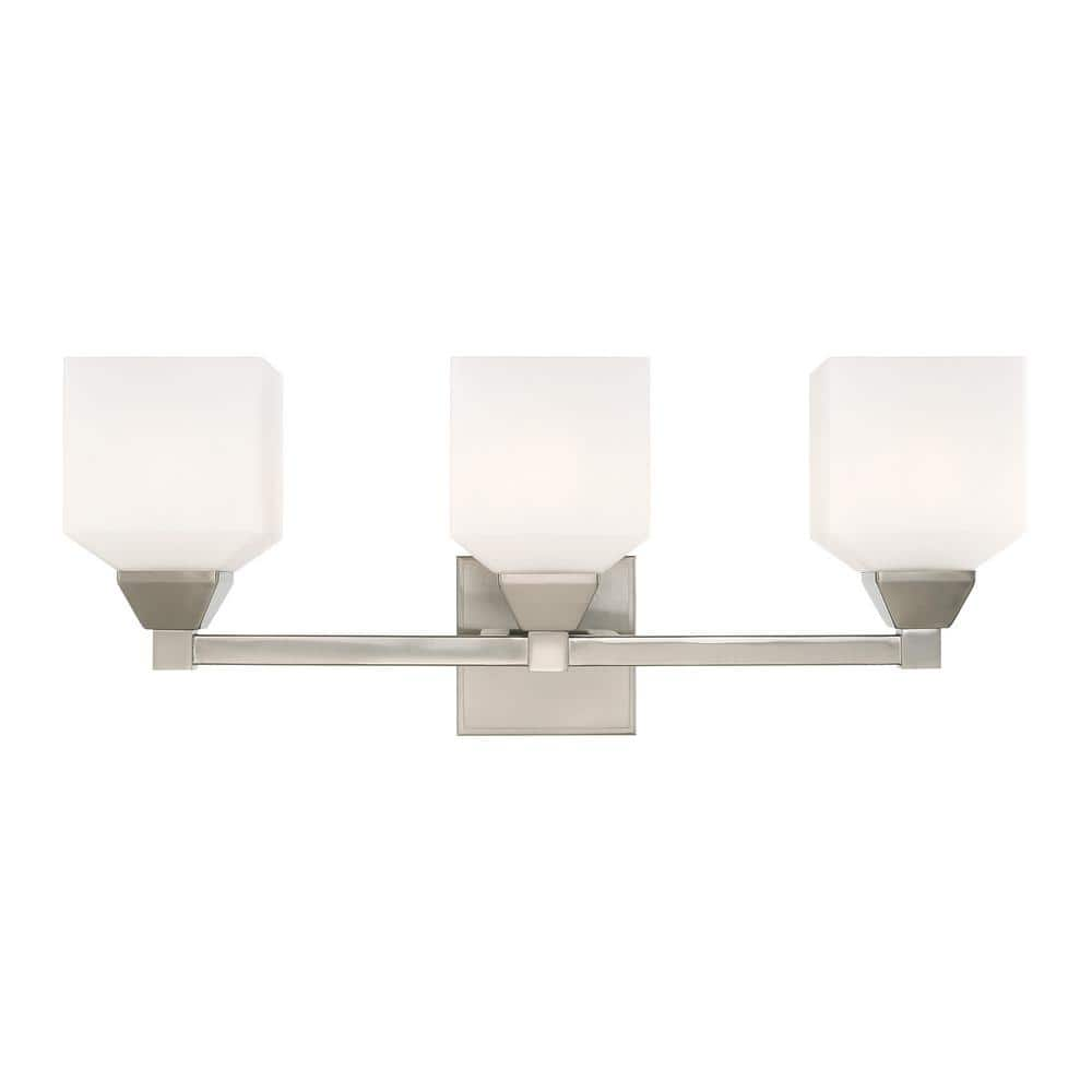 Livex Lighting Lansford 23 in. 3-Light Brushed Nickel Vanity Light with ...