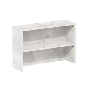 Helena Marble White 18 in. Kitchen Stackable Organizer Shelf (Set of 2)