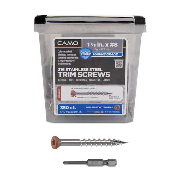 CAMO 1-5/8 in. #8 316 Stainless Steel Redwood Premium Star Drive Trim Screws (350-Count)