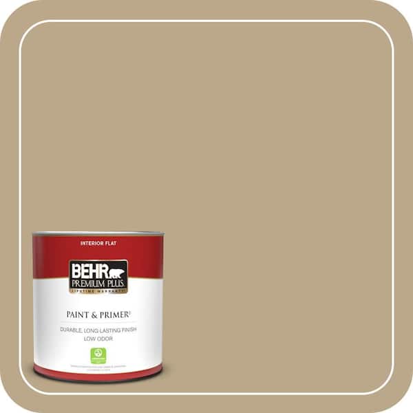 BEHR PREMIUM PLUS 1 qt. Home Decorators Collection #HDC-NT-16 Natural Chamois Flat Low Odor Interior Paint & Primer