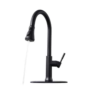 Single Hole Single-Handle Pull-Down Sprayer Kitchen Faucet with Touch Sensor and Rocker Switch in Matte Black