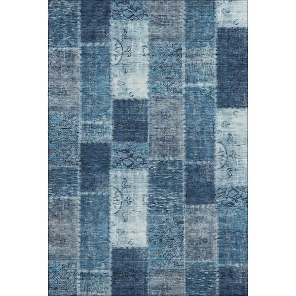 Addison Rugs Mayfield Premium Machine Washable Indoor/Outdoor Geometric AMF631 Blue 8 ft. x 10 ft. Area Rug