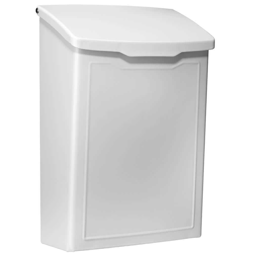White Steel Modern Wall Mount Mailbox, Small