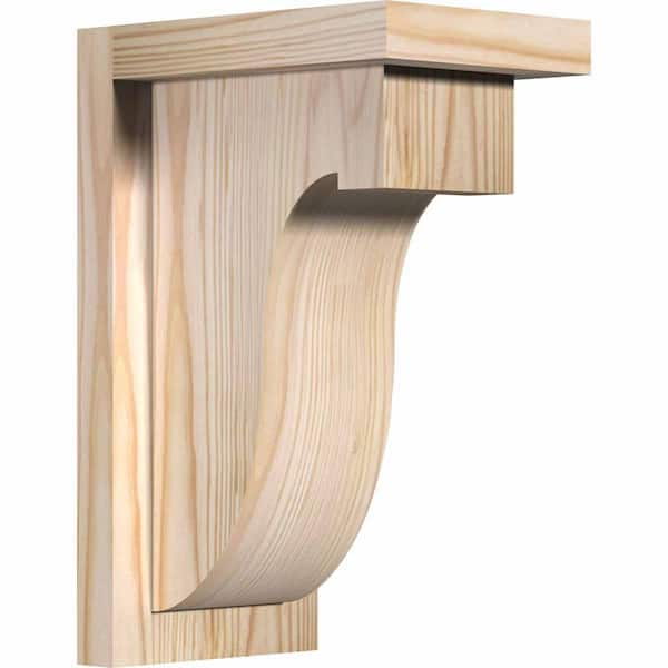 Ekena Millwork 5-1/2 in. x 8 in. x 12 in. Douglas Fir Del Monte Smooth Corbel with Backplate