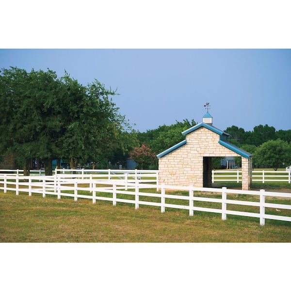 Veranda 5 in. x 5 in. x 8 ft. Vinyl White Ranch 4-Rail Line Fence Post