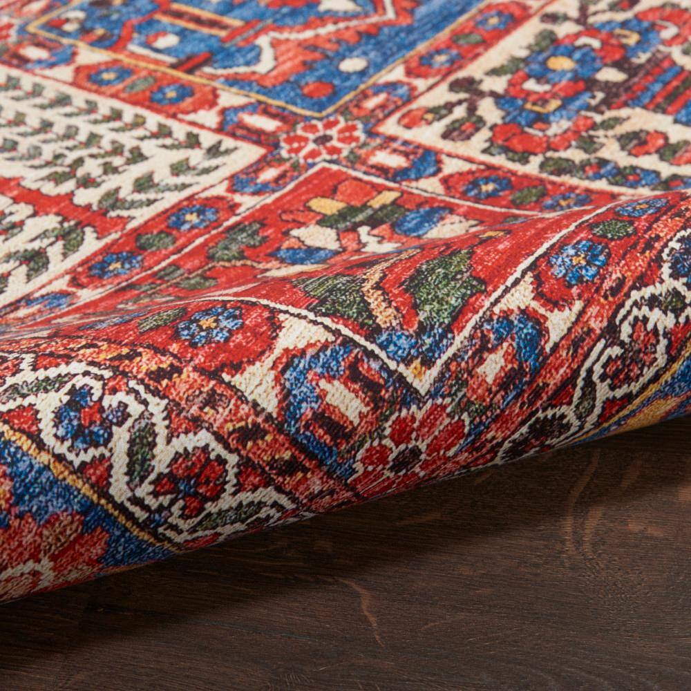 Red and Blue Persian Style Non-Slip 5' x 7' Rug