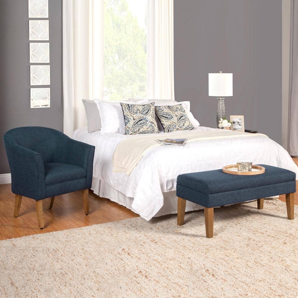 Navy Blue Modern Barrel Wooden Accent Chair