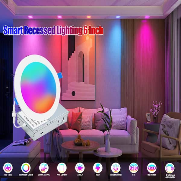 KOAOEIRS 6 in. Ultra-Thin Smart 1320-Lumen Integrated LED Recessed