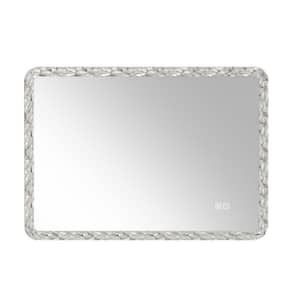 38.5 in. W x 25.2 in. H Rectangular Framed Wall Bathroom Vanity Mirror in Silver with Anti-Fog and Adjustable Brightness