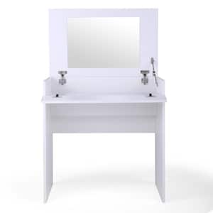 White Makeup Vanity Sets, Makeup Vanity Table with Flip up Mirror Bedroom Dresser Table Jewelry Storage