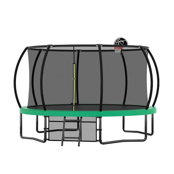Unbranded 12 ft. Outdoor Round Green Trampoline