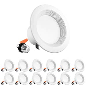 4 in. Can Light 10W=60W 5-Color Selectable Dimmable Remodel Integrated LED Recessed Light Kit Baffle Trim (12-Pack)
