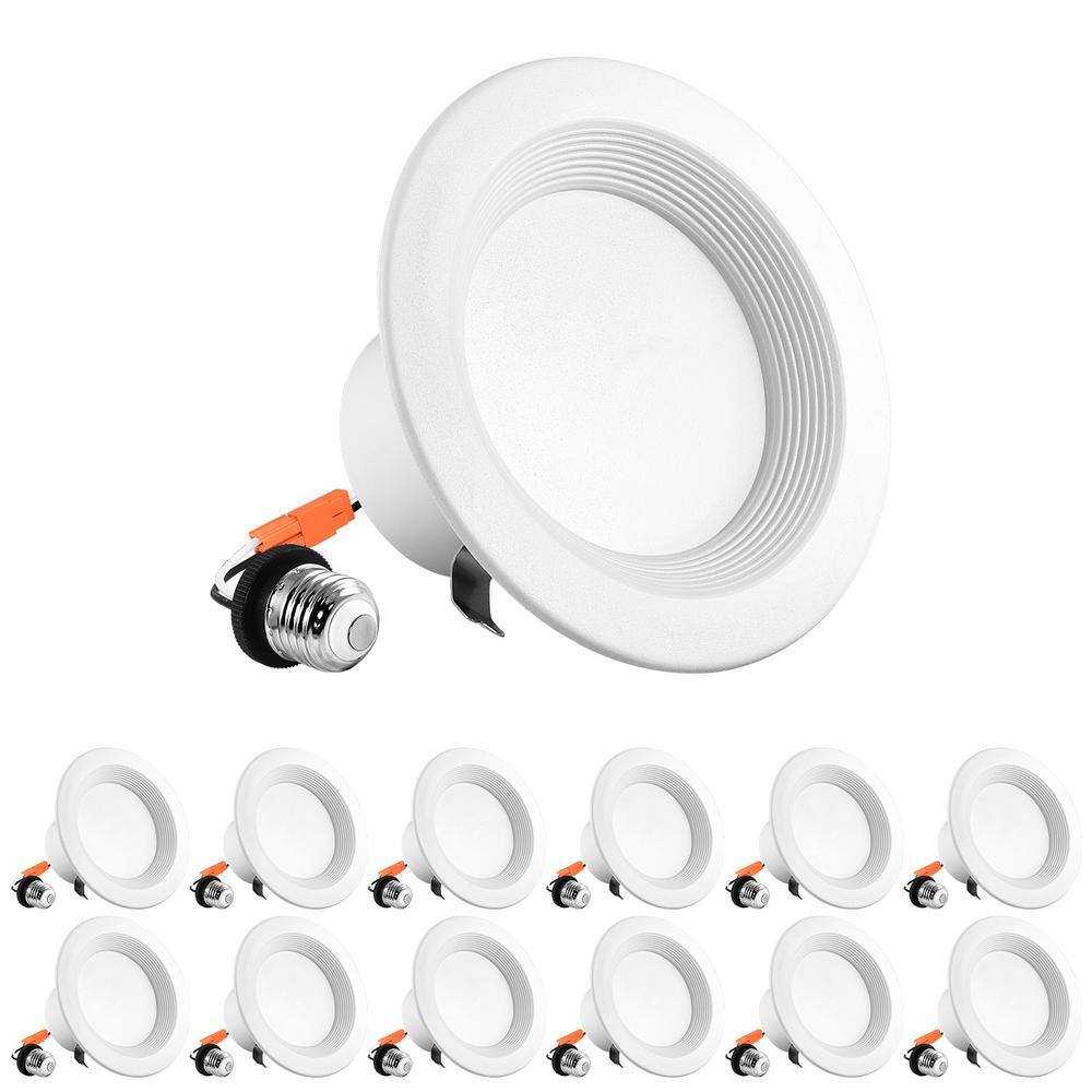 4 in. Can Light 10W=60W 5-Color Selectable Dimmable Remodel Integrated LED Recessed Light Kit Baffle Trim (12-Pack) price history on PriceWatchPro