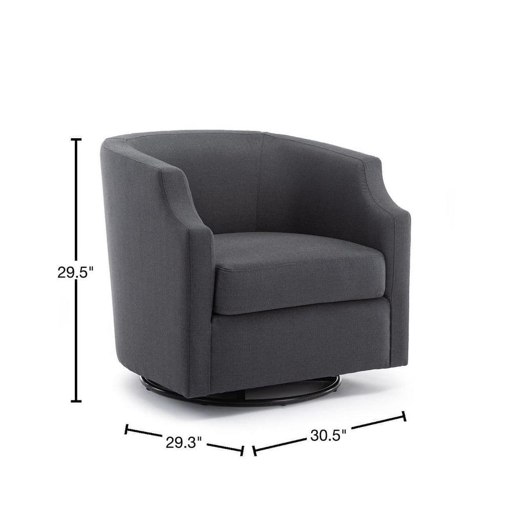 Infinity Ashen Gray Polyester Swivel Barrel Accent Chair