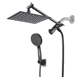 Rainfull 5-Spray Patterns 8 in. Wall Mount Dual Shower Head and Handheld Shower Head 2.2 GPM in Matte Black