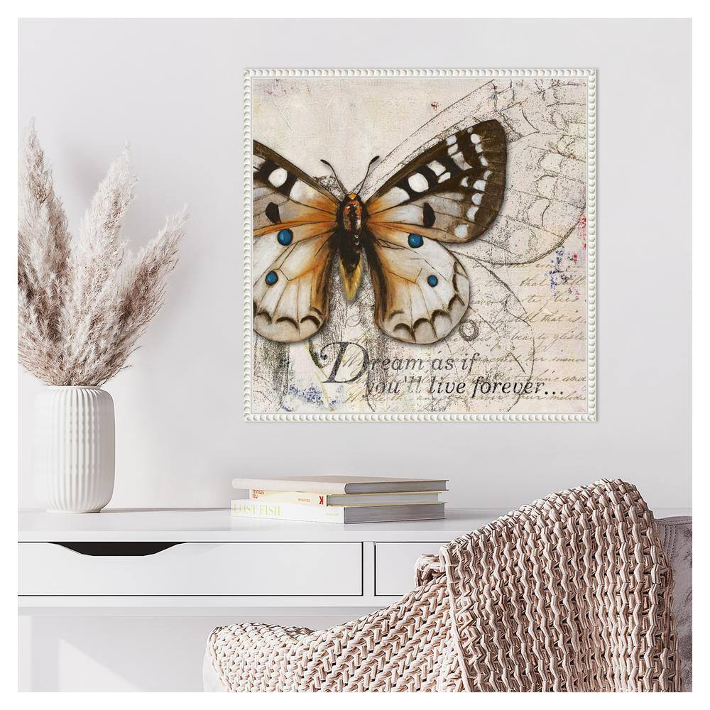22"x22" Living your Dreams I Butterfly by Patricia Pinto Framed Canvas Wall Art Print White - Amanti Art: Modern Style, Polystyrene Frame