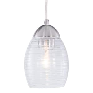 Isley 1-Light Satin Nickel Mini Pendant Ceiling Light Clear Spun Glass