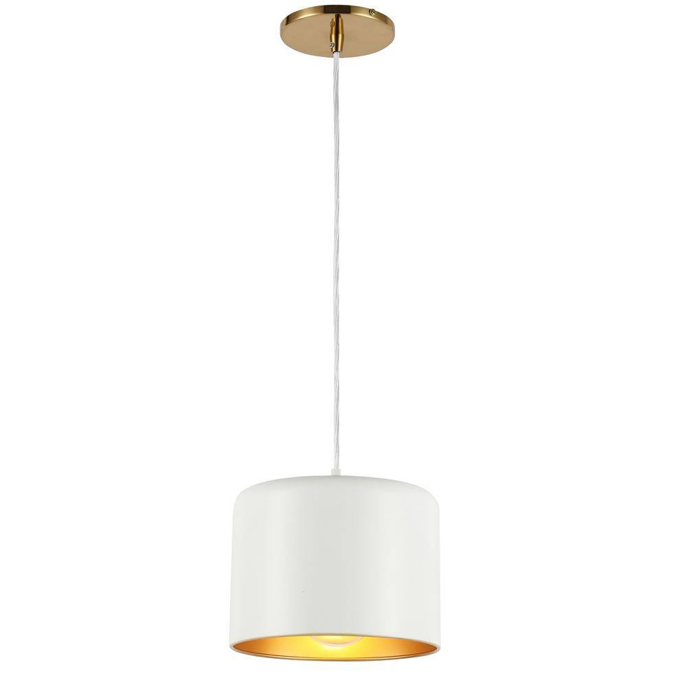 Modern White and Gold Drum Pendant Light