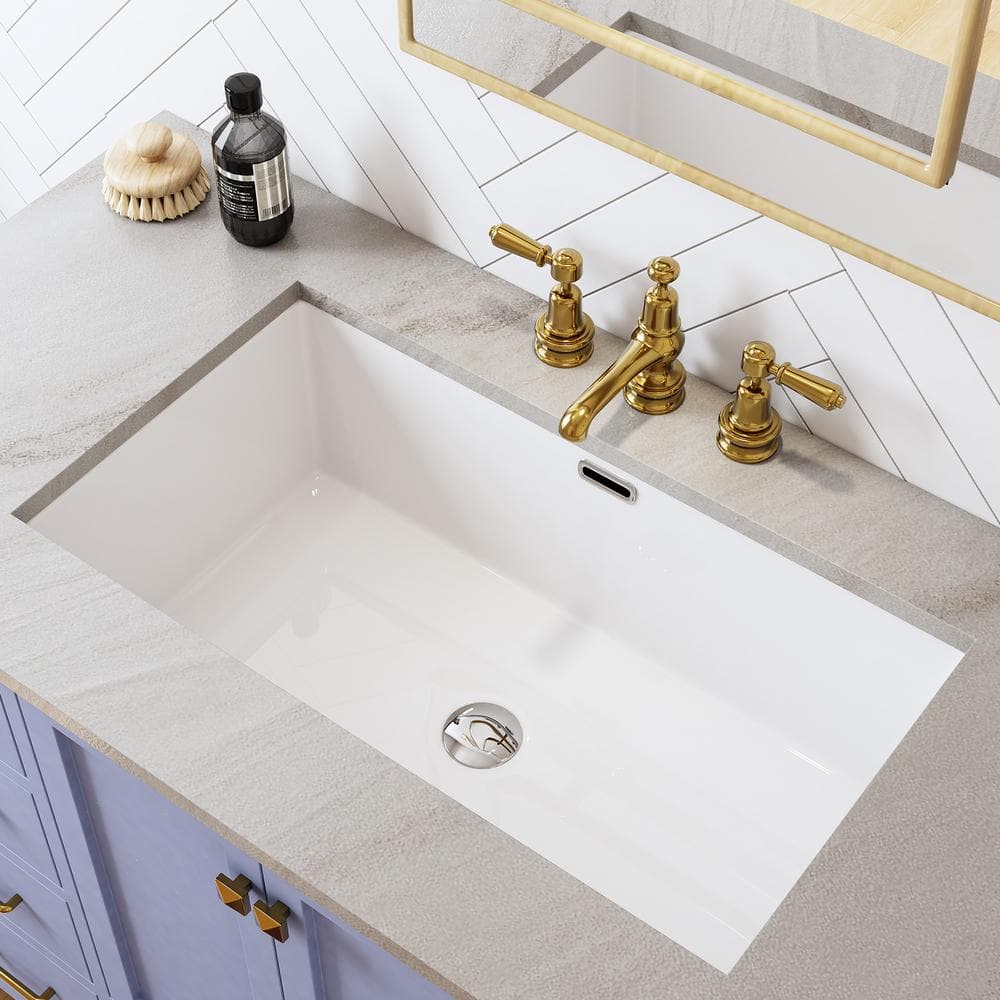 HOROW 27-1/2 in .Rectangle Undermount Bathroom Sink in White with Overflow Drain HR-S7040D - The ...