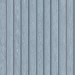 Faux Wood Slat Blue Non-Pasted Wallpaper (Covers 56 sq. ft.)