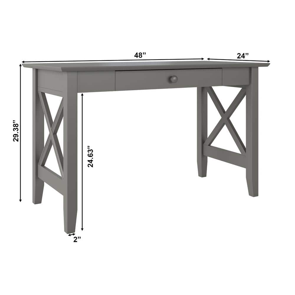 Mission-Inspired 48" Solid Hardwood Desk with Drawer in Gray